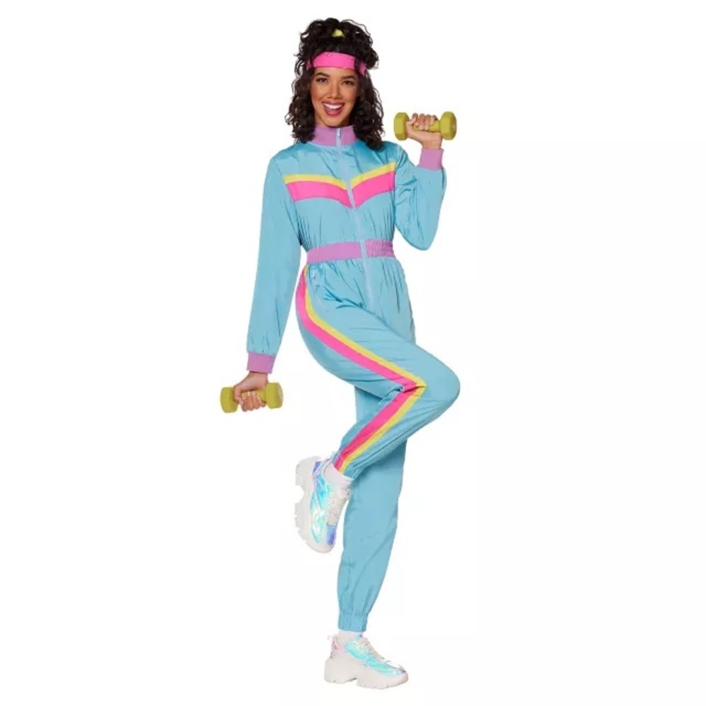 🎃NWT 1980’S WORKOUT WONDER COSTUME SIZE ADULT MD/LG 10-16 - Picture 1 of 16
